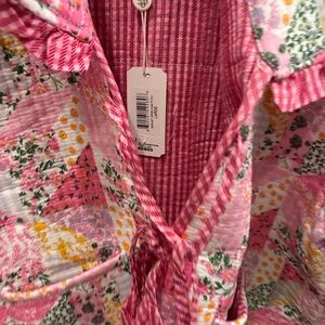 Simply Southern Pink Floral Bomber Jacket nwt floral tie front very shabby chic💖
